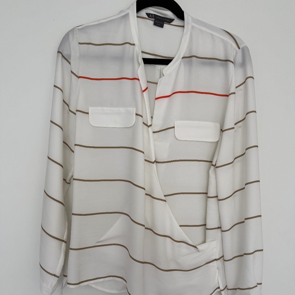 Armani Exchange Blouse Delicate Strip Blouse - Size Medium